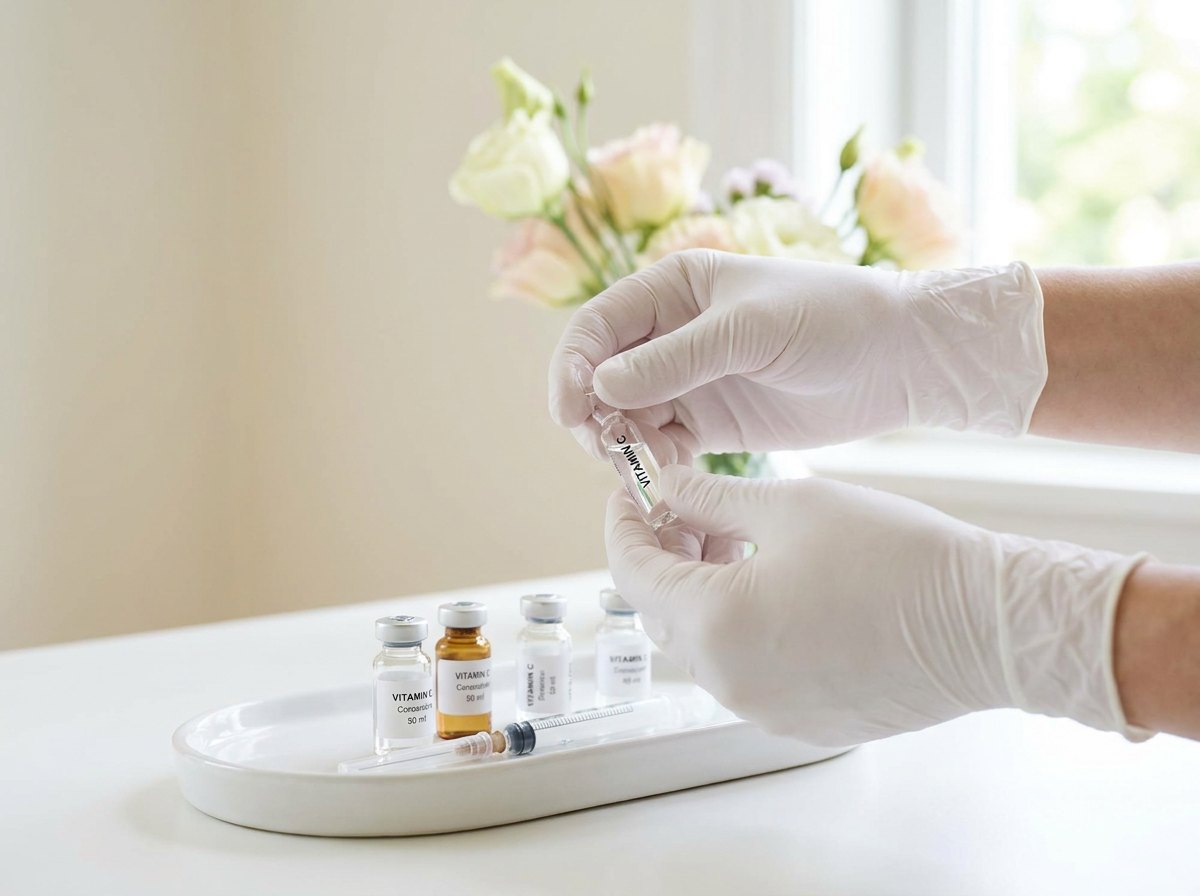 Sorgfältige Vorbereitung einer Vitamin-Infusion
